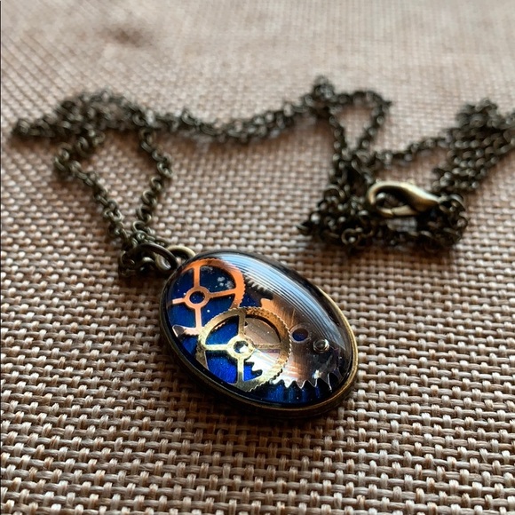 Vintage Watch Gears 3D Handmade One of a kind Necklace NWOT 24” New - Picture 2 of 8